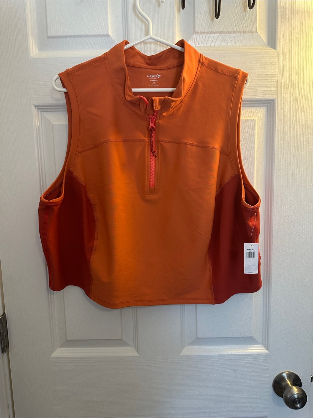 Old Navy Orange Colorblock Sleeveless Quarter-Zip Tank